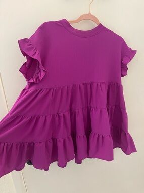 Ruffled Tiered Dressy Top - Purple